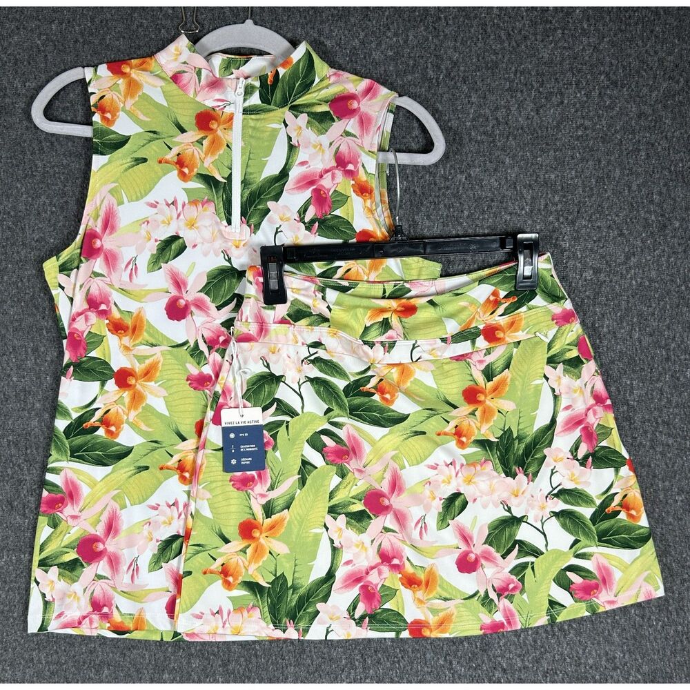 NWT Tommy Bahama Tropical Floral 2-Pc Golf Skort Set (M Top / S Skort)